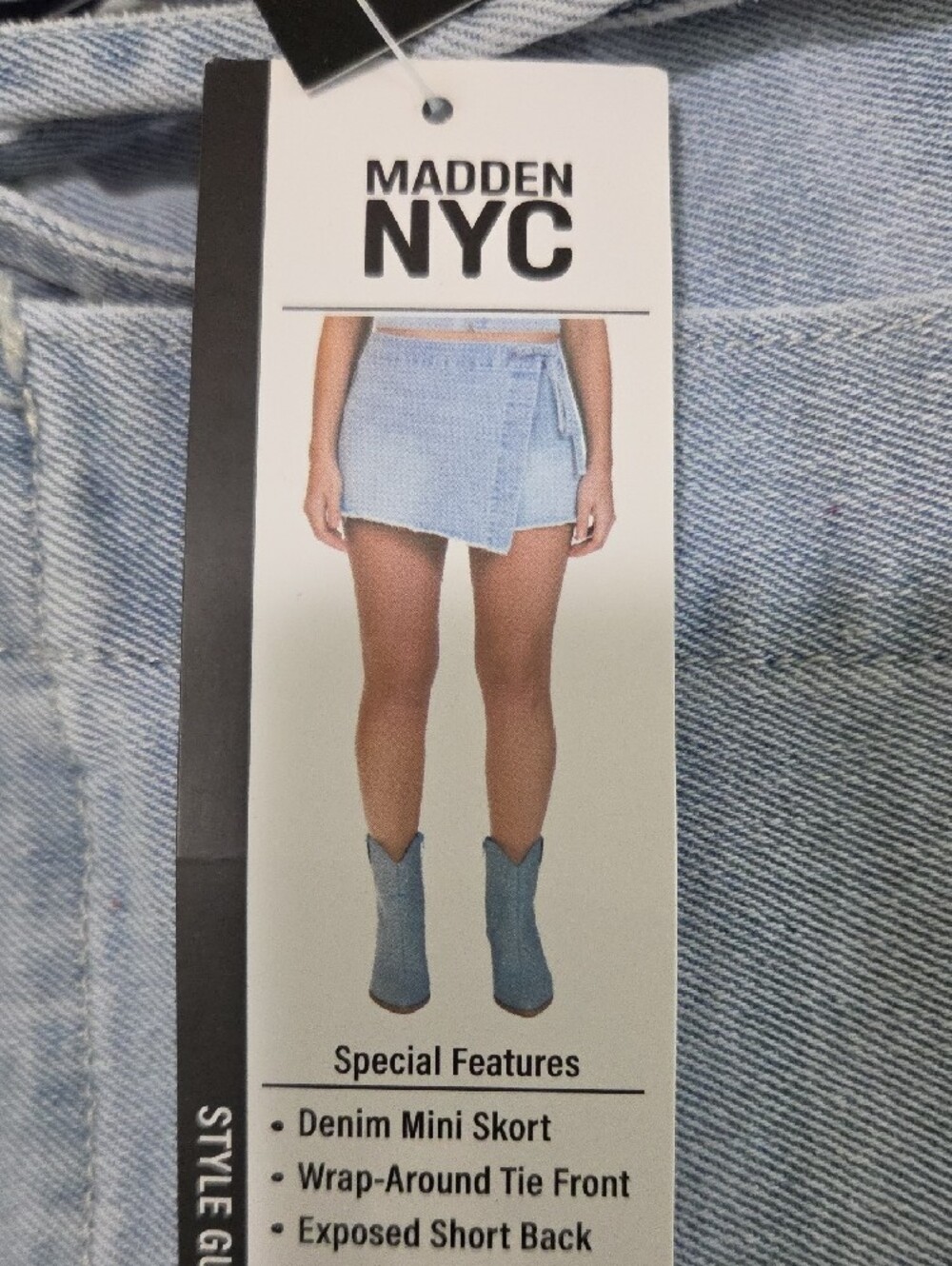 Madden NYC Light Wash Denim Wrap Skort